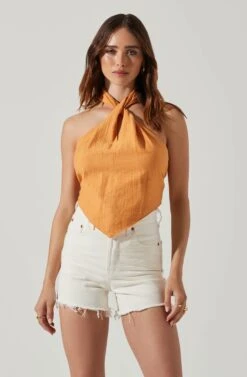 Kerensa Asymmetrical Halter Top -Astr The Label Shop ACT17768 ORANGE 2