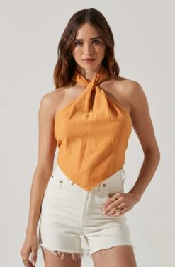 Kerensa Asymmetrical Halter Top -Astr The Label Shop ACT17768 ORANGE 3