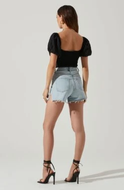 Amadia Puff Sleeve Crop Top -Astr The Label Shop ACT17781 BLACK 5