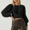 Wrenley Twist Front Puff Sleeve Top 2 Wrenley Twist Front Puff Sleeve Top -Astr The Label Shop ACT17827 BLACK 3
