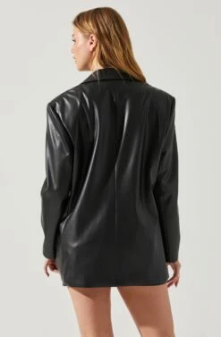 Ezra Faux Leather Oversized Blazer -Astr The Label Shop ACT17828 BLACK 6
