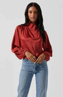 Veronica Satin Cutout Top 25 Veronica Satin Cutout Top -Astr The Label Shop ACT17833S RUST 3