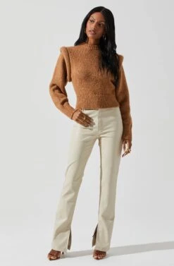 Luciana Shoulder Detail Sweater -Astr The Label Shop ACT17841 CAMEL 2