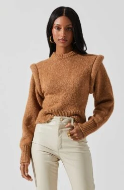 Luciana Shoulder Detail Sweater -Astr The Label Shop ACT17841 CAMEL 4