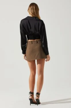 Millie Cropped Button Up Satin Top 24 Millie Cropped Button Up Satin Top -Astr The Label Shop ACT17847 BLACK 6