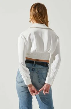 Millie Cropped Button Up Satin Top 37 Millie Cropped Button Up Satin Top -Astr The Label Shop ACT17847 WHITE 1 6