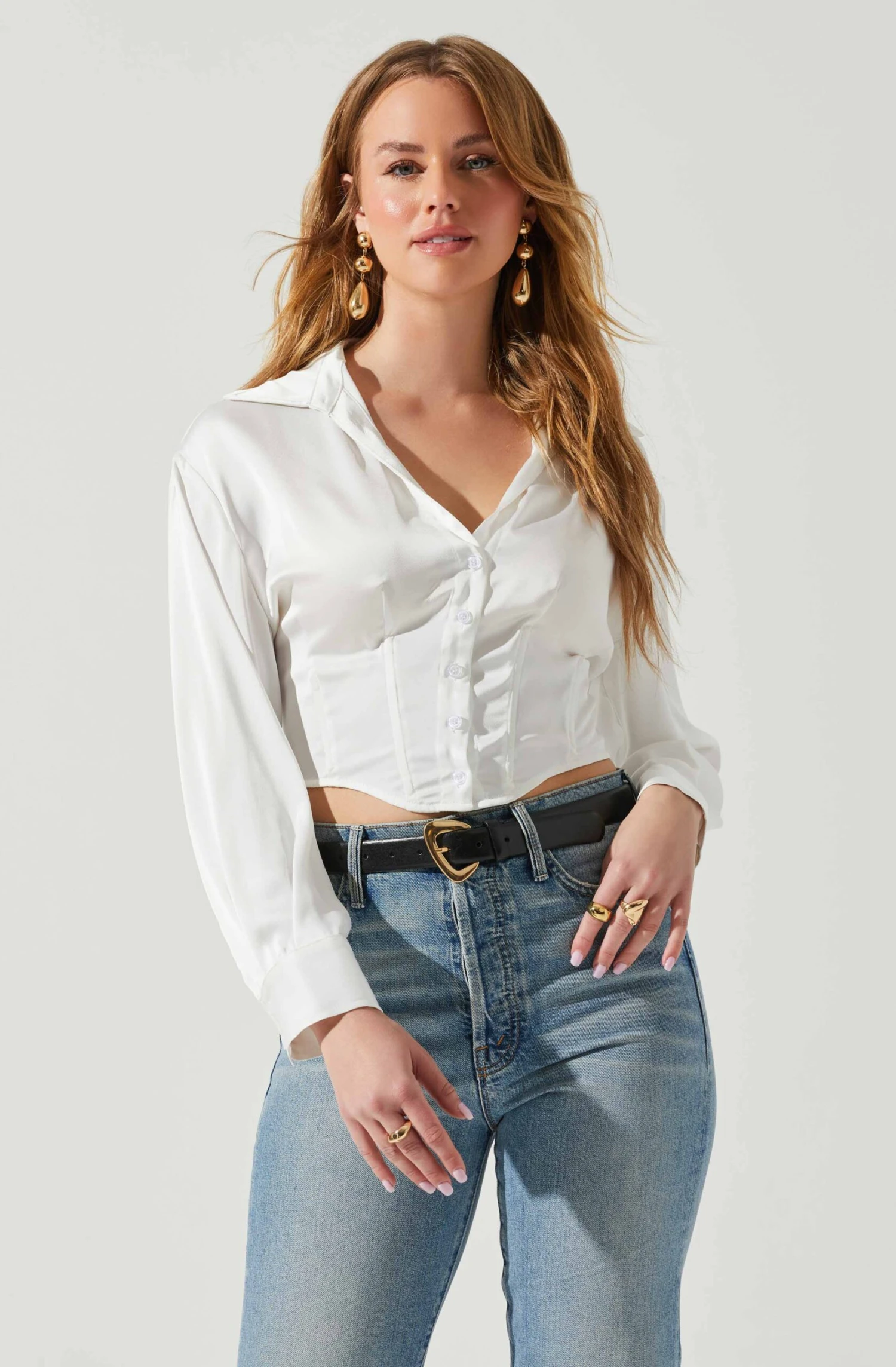 Millie Cropped Button Up Satin Top 15 Millie Cropped Button Up Satin Top - Image 13