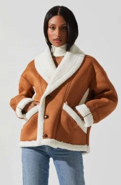 Pippa Faux Shearling Jacket -Astr The Label Shop ACT17851 CAMEL 3