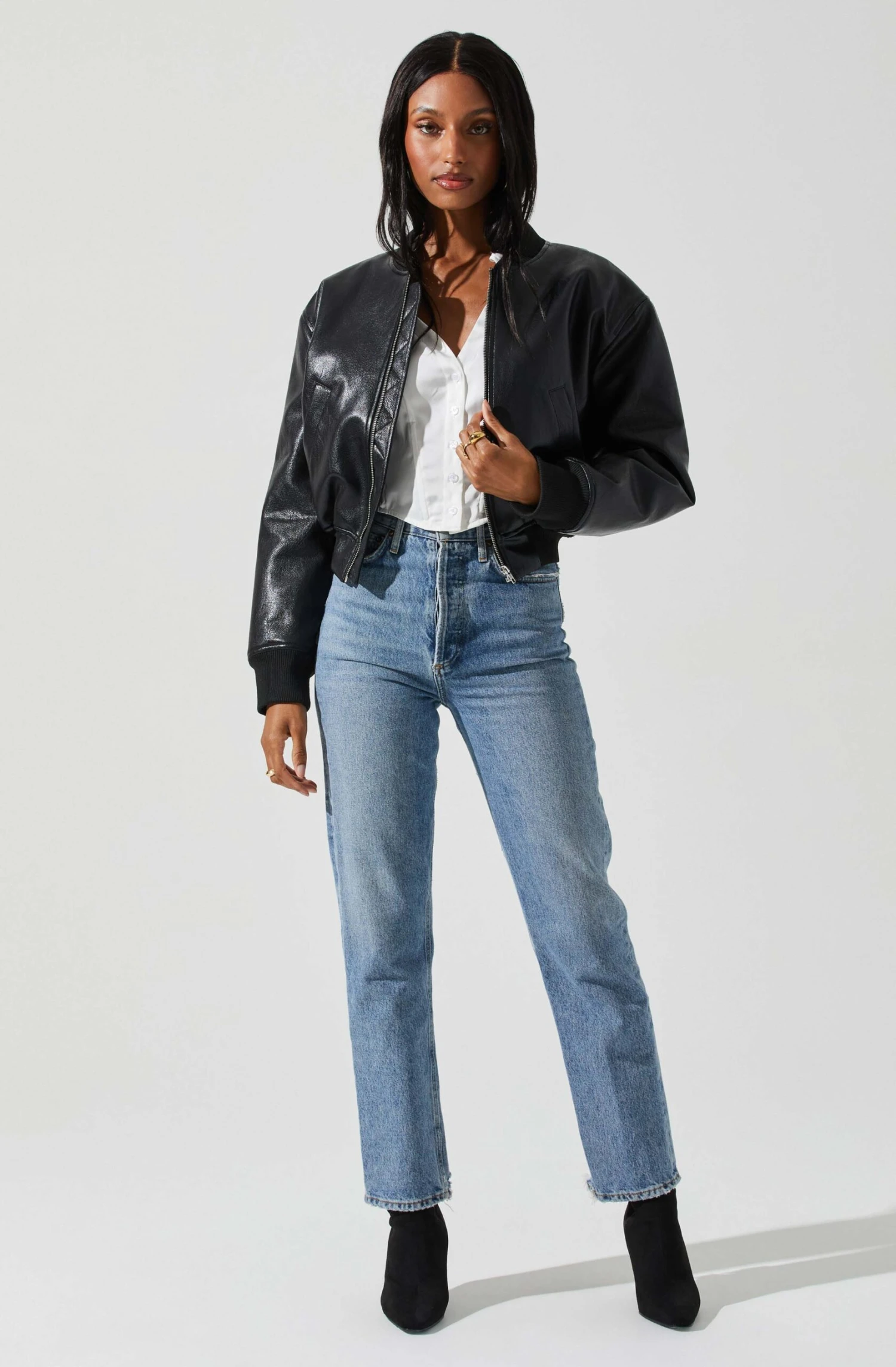 Avianna Faux Leather Bomber Jacket 4 Avianna Faux Leather Bomber Jacket - Image 2