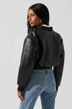 Avianna Faux Leather Bomber Jacket 18 Avianna Faux Leather Bomber Jacket -Astr The Label Shop ACT17852 BLACK 6