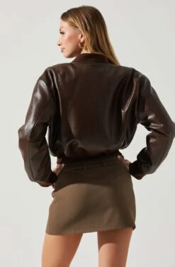 Avianna Faux Leather Bomber Jacket 25 Avianna Faux Leather Bomber Jacket -Astr The Label Shop ACT17852 BROWN 5