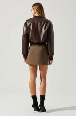 Avianna Faux Leather Bomber Jacket 24 Avianna Faux Leather Bomber Jacket -Astr The Label Shop ACT17852 BROWN 6
