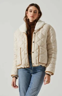 Bellamie Quilted Jacket -Astr The Label Shop ACT17854 ECRU 4