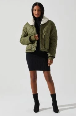 Bellamie Quilted Jacket -Astr The Label Shop ACT17854 OLIVE 1