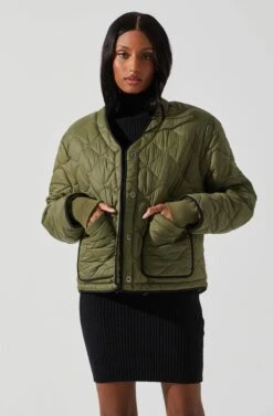 Bellamie Quilted Jacket -Astr The Label Shop ACT17854 OLIVE 3