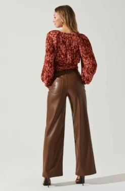 Pernilla Pleated Floral Puff Sleeve Top 24 Pernilla Pleated Floral Puff Sleeve Top -Astr The Label Shop ACT17858C RUSTFLORAL 6