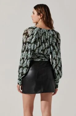 Pernilla Pleated Floral Puff Sleeve Top 19 Pernilla Pleated Floral Puff Sleeve Top -Astr The Label Shop ACT17858 BLACKFLORAL 6