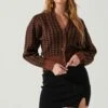 Ruby Houndstooth Cardigan 1 Ruby Houndstooth Cardigan -Astr The Label Shop ACT17863 DARKBROWNBLACK 3