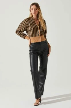 Ruby Houndstooth Cardigan -Astr The Label Shop ACT17863 TAUPEBLACK 2