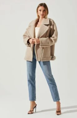 Layne Oversized Moto Jacket 11 Layne Oversized Moto Jacket -Astr The Label Shop ACT17865 TAUPE 1