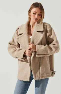 Layne Oversized Moto Jacket 10 Layne Oversized Moto Jacket -Astr The Label Shop ACT17865 TAUPE 3