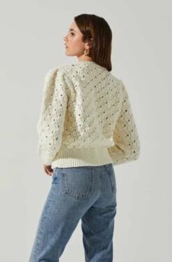 Bianca V Neck Pointelle Sweater -Astr The Label Shop ACT17869 CREAM 5