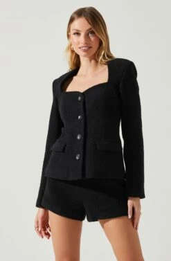 Rivka Fitted Sweetheart Blazer 10 Rivka Fitted Sweetheart Blazer -Astr The Label Shop ACT17872 BLACK 4