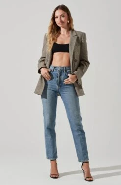 Milani Double Breasted Oversized Blazer -Astr The Label Shop ACT17873P BLACKBROWNMULTI 1