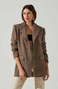 Pauline Plaid Oversized Blazer -Astr The Label Shop ACT17875B BROWNPURPLEMULTI 4