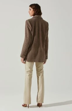 Pauline Plaid Oversized Blazer -Astr The Label Shop ACT17875B BROWNPURPLEMULTI 6