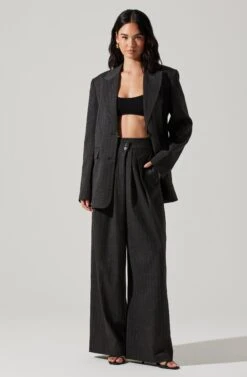 Pauline Pinstripe Oversized Blazer -Astr The Label Shop ACT17875WST CHARCOALSTRIPE 2