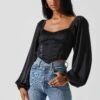 Penny Ruched Bust Long Sleeve Top 2 Penny Ruched Bust Long Sleeve Top -Astr The Label Shop ACT17882S BLACK 4
