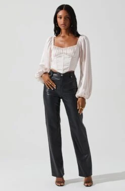 Penny Ruched Bust Long Sleeve Top 35 Penny Ruched Bust Long Sleeve Top -Astr The Label Shop ACT17882S BLUSH 2