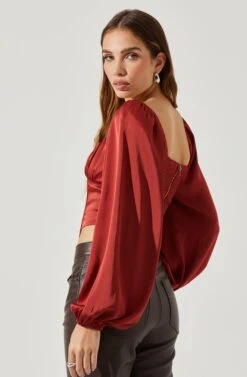 Penny Ruched Bust Long Sleeve Top 31 Penny Ruched Bust Long Sleeve Top -Astr The Label Shop ACT17882S RUST 6