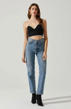 Kira Pearl Embellished Sweater Top -Astr The Label Shop ACT17886 BLACK 1