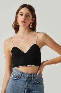 Kira Pearl Embellished Sweater Top -Astr The Label Shop ACT17886 BLACK 3