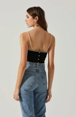 Kira Pearl Embellished Sweater Top -Astr The Label Shop ACT17886 BLACK 5