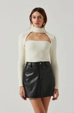 Izabella Turtleneck Cutout Sweater -Astr The Label Shop ACT17888 WHITE 3