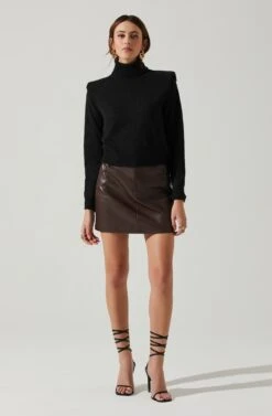 Daleyza Padded Shoulder Turtleneck Sweater -Astr The Label Shop ACT17899 BLACK 1