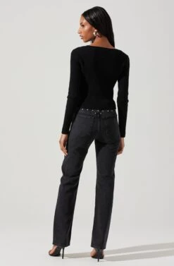 Rylee Twist Front Cutout Sweater -Astr The Label Shop ACT17919 BLACK 5
