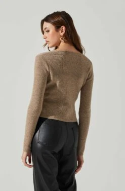 Rylee Twist Front Cutout Sweater -Astr The Label Shop ACT17919 TAUPE 5