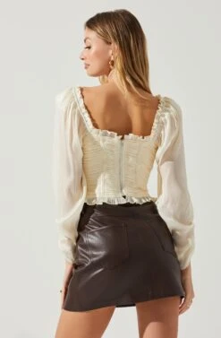 Junie Ruffle Square Neck Long Sleeve Top -Astr The Label Shop ACT17928 CHAMPAGNE 5