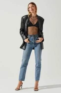 Julane Rhinestone Mesh Top 10 Julane Rhinestone Mesh Top -Astr The Label Shop ACT17938 BLACKSILVER 1