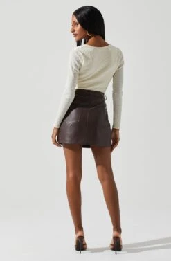 Ren Textured Sweetheart Long Sleeve Top -Astr The Label Shop ACT17975 CREAM 5