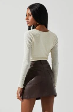 Ren Textured Sweetheart Long Sleeve Top -Astr The Label Shop ACT17975 CREAM 6