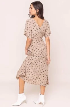 Dolman Button Front Midi Dress -Astr The Label Shop ADR100268 TAUPE BLACK MULTI FLORAL 5AA