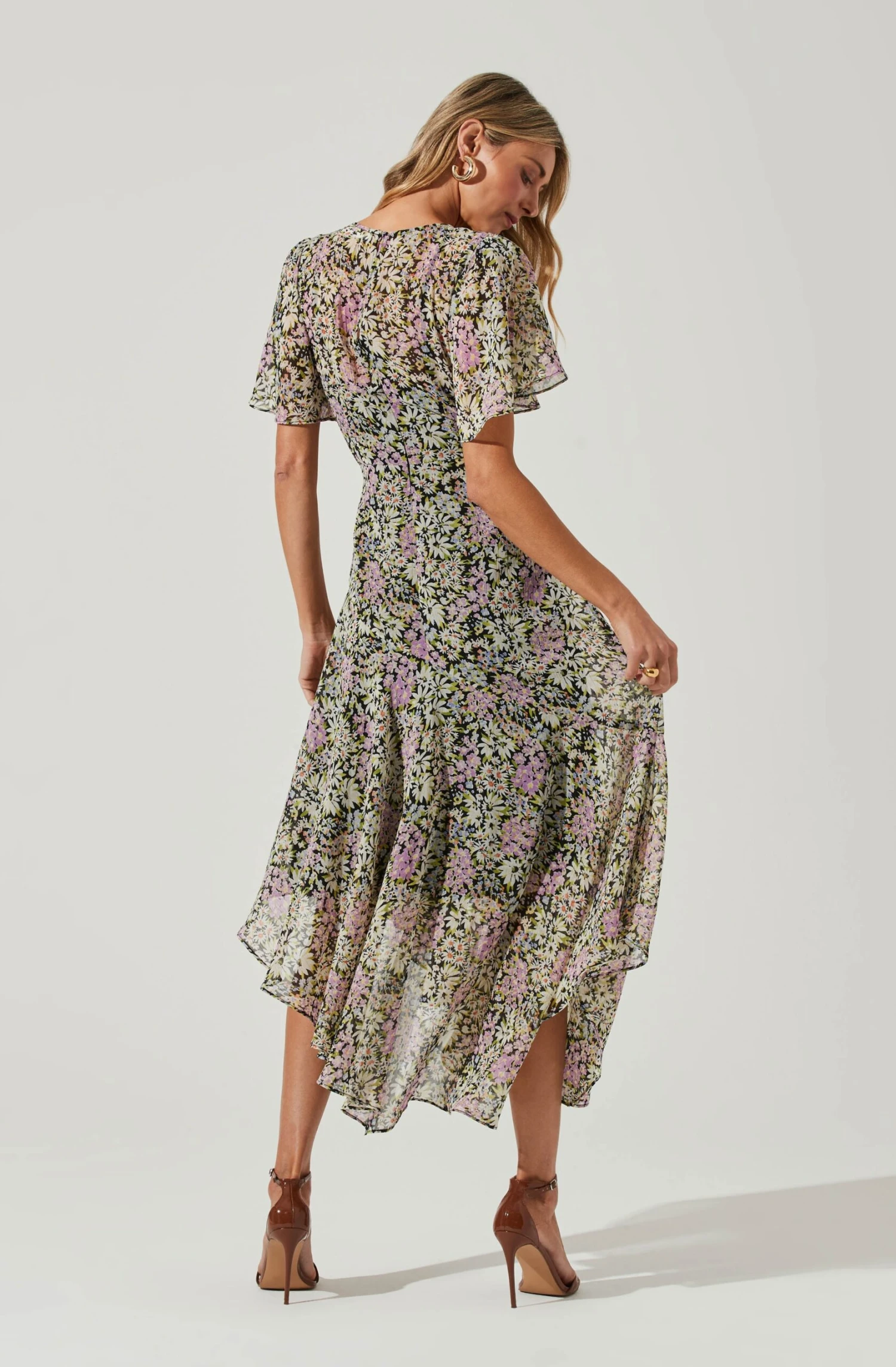Flutter Sleeve Asymmetrical Floral Maxi Dress 19 Flutter Sleeve Asymmetrical Floral Maxi Dress - Image 17