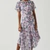 Flutter Sleeve Asymmetrical Floral Maxi Dress 2 Flutter Sleeve Asymmetrical Floral Maxi Dress -Astr The Label Shop ADR100436 PINKBLUEFLORAL 1