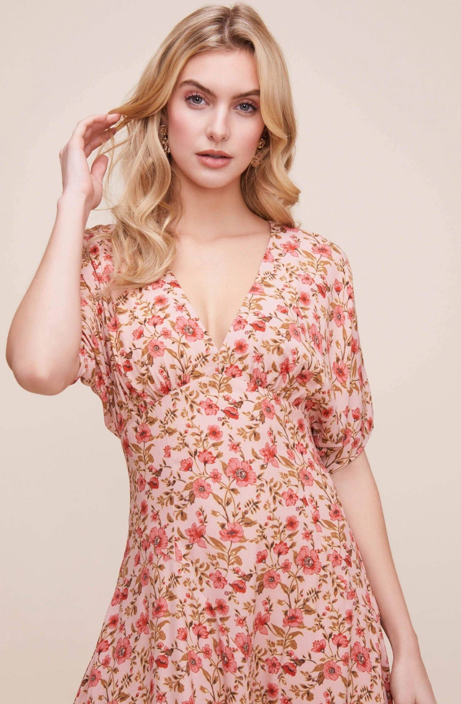 Dolman V Neck Floral Midi Dress 4 Dolman V Neck Floral Midi Dress - Image 2