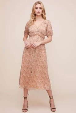 Love Story Floral Midi Dress 9 Love Story Floral Midi Dress -Astr The Label Shop ADR100633 CREAM MARSALA FLORAL 2